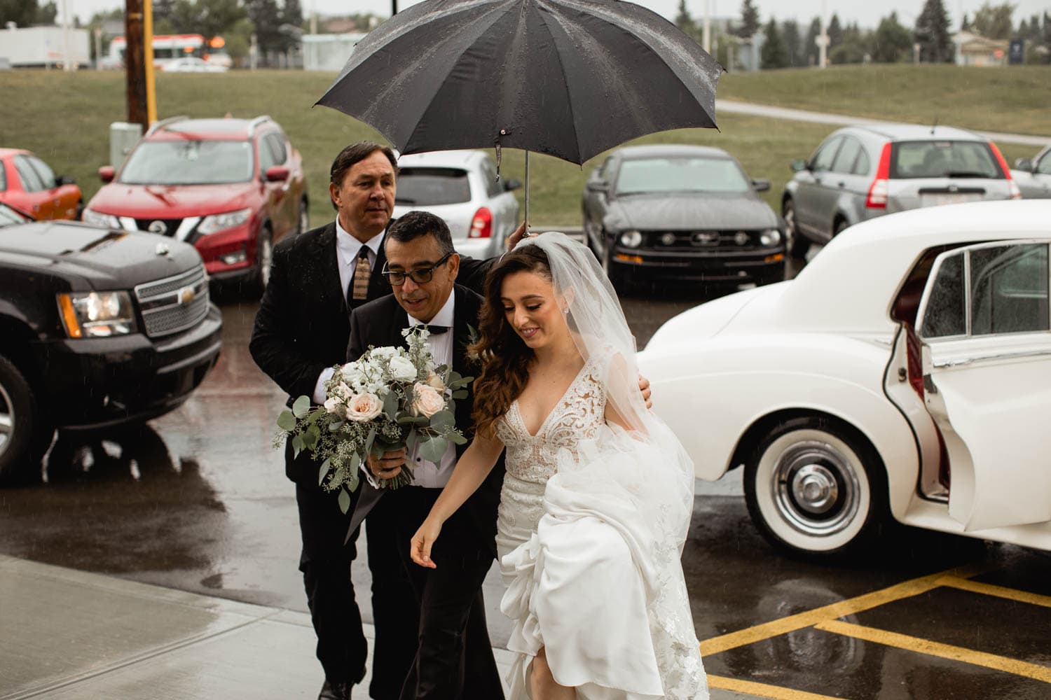 bride walking from limo 